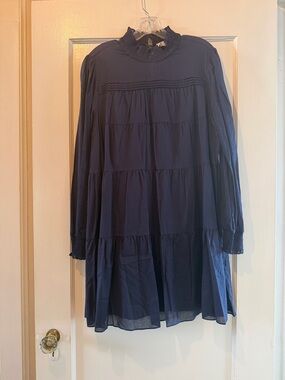 MICHAEL Michael Kors Navy Ruffle Mock Neck Dress